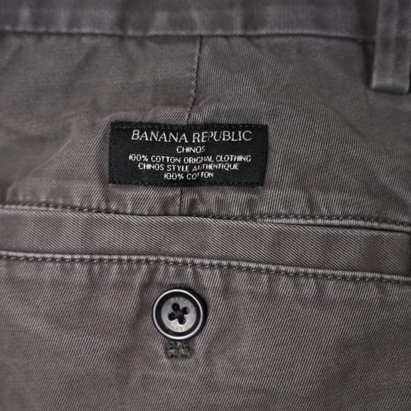 Banana Republic Cotton Aiden Slim Chinos Grey - Men's Size 31x32 - Picture 5 of 7